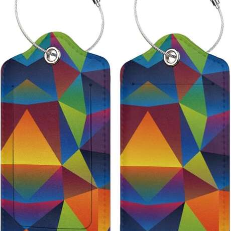 2 Pack Luggage Tag for Suitcase, Cute Leather Baggage Tag with Stainless Steel Loop