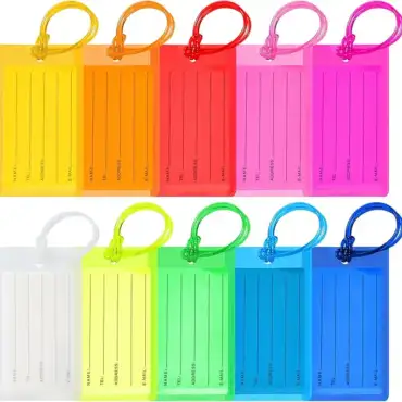 10 Pack Luggage Tags for Suitcases, PVC Travel Bag ID Label Tags