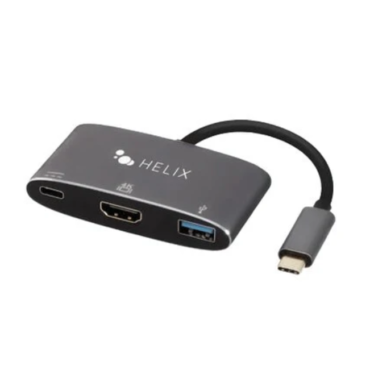 3-in-1 USB-C Adapter with USB-A HDMI and USB-C Ports Black