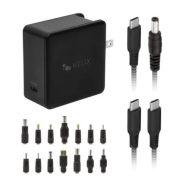 Apple/PC Laptop Charger 65W 14 Tips + 6 inch USB-C Cable Black