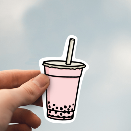 Pink Bubble Tea Die-Cut Sticker