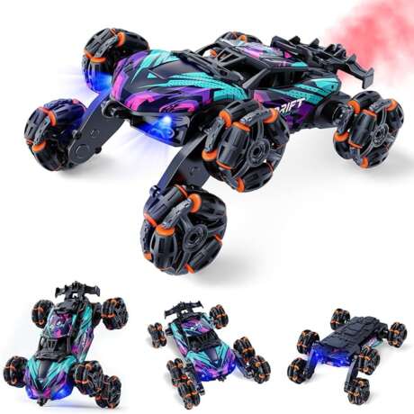 2370 Six-Wheel RC Stunt Car,6WD Remote Control Car,Cool RC Drift Car,360° Flips Rotating,